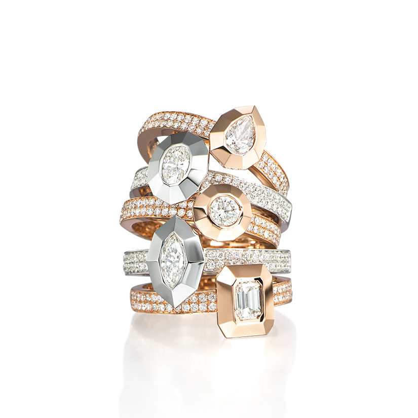 Butani Diamond Rings Stacked together